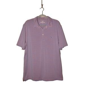 VINEYARD‎ VINES $85 Kennedy Stripe Sankaty Performance Polo Blue Orange Men's L